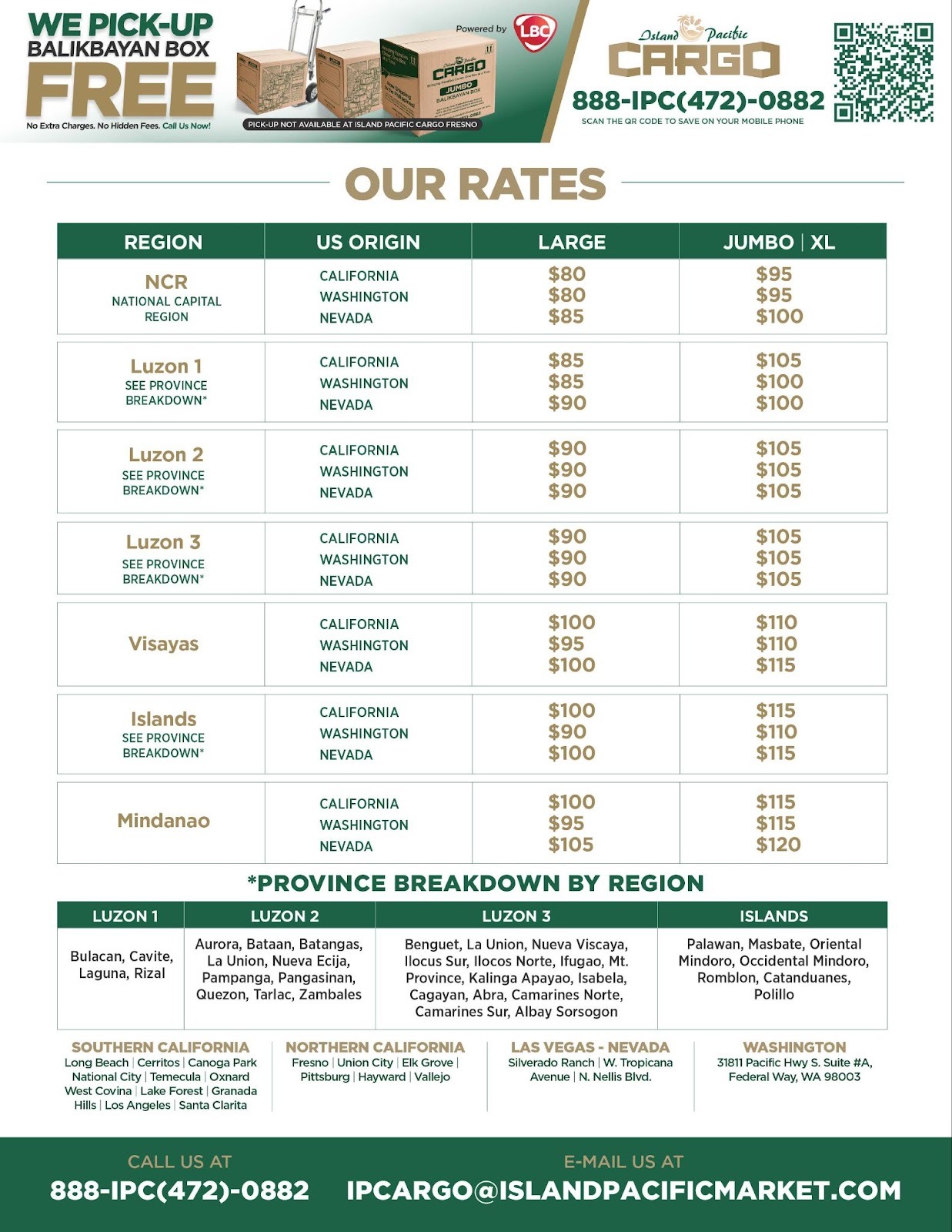 ip cargo Price List